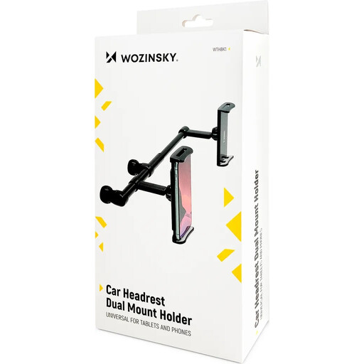 Wozinsky WTHBK1 Black Dual Headrest Car Phone Mount