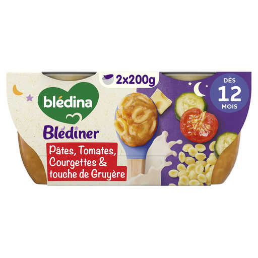 BLEDINA Blédiner, pasta, tomatoes, courgettes and Gruyère cheese