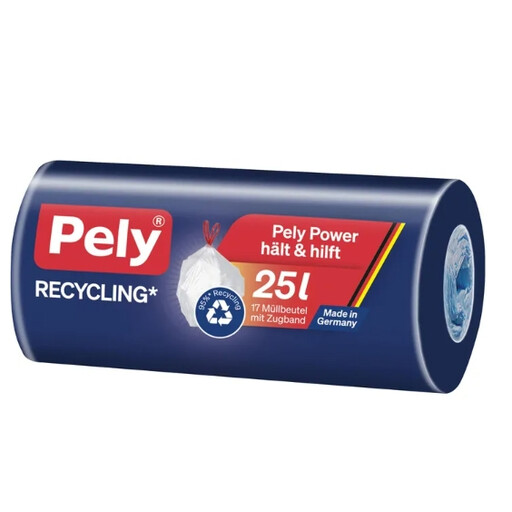 Pely 抽绳式垃圾袋 25L，95% 再生材料