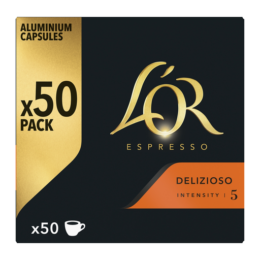 L'OR 咖啡胶囊 Delizioso 强度 5 兼容 Nespresso 50 粒装