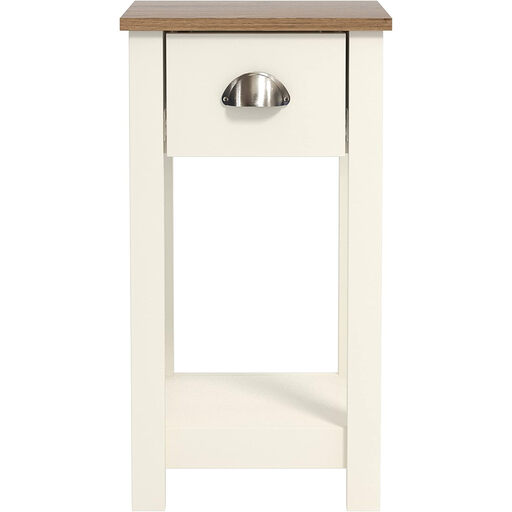 Galano Lilly Bedside Table in a two-tone Ivory and Beaufort Oak finish