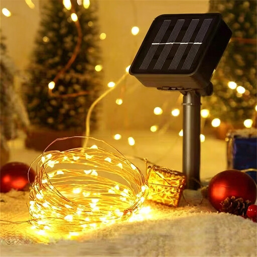 VIVREAL Outdoor Solar Copper Wire String Lights 2-Pack, 49 ft