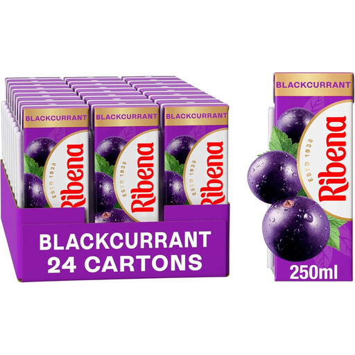 Ribena 黑加仑果汁饮料（无添加糖）24x250ml