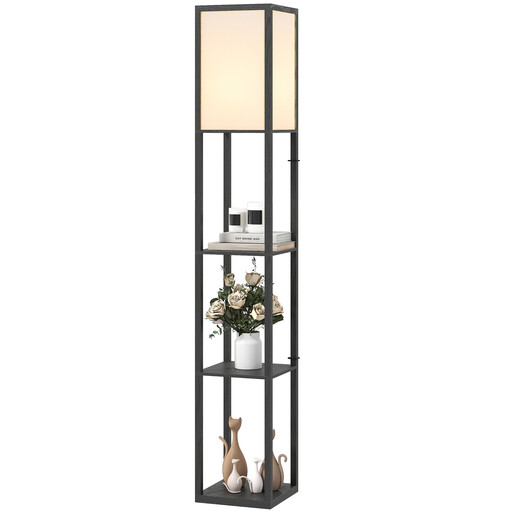 Vloerlamp met drie opbergvakken en E27-fitting