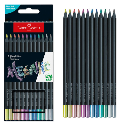 Faber-Castell Black Edition Metallic Pencils - Set of 12