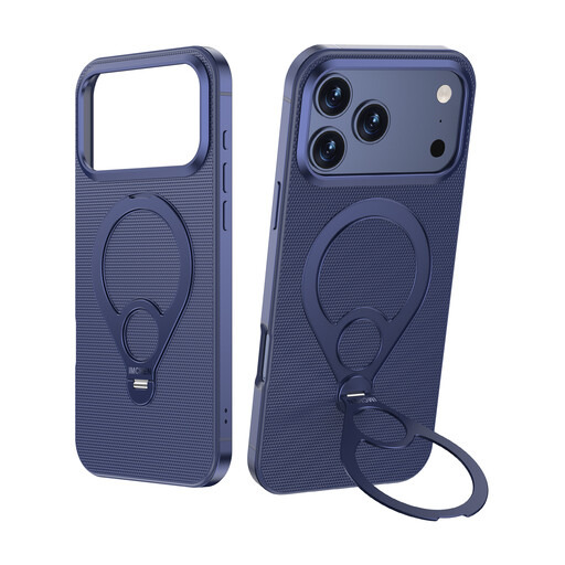 IM-CHEN Case for iPhone 17 Pro, Alloy Frame, 360° Rotating Metal Kickstand, Blue