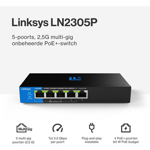 Linksys SWITCH POE 2.5 GB UNMANAGED 5-PORT