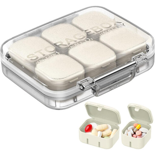 Pill Organizer GAONLY 4/6 Grid Free Assembly Travel Medicine Organizer 10 Day Pill Organizer Portable Pill Box Waterproof Pill Case Daily Medication Carry Case for Vitamins, Fish Oils, Supplements, White