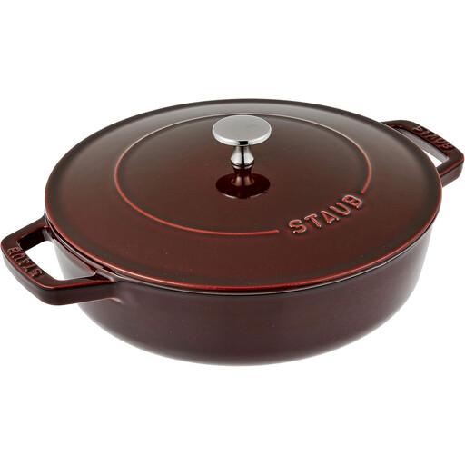 STAUB Cast Iron Braiser with Chistera in Grenadine Red