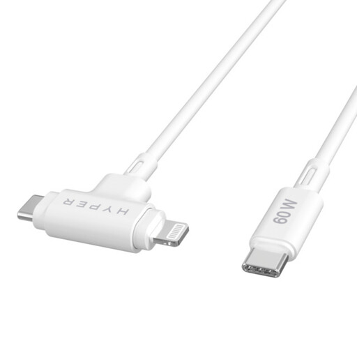 Hyper HyperJuice Silicone USB-C to USB-C and Lightning Hybrid 60W Charging Cable
