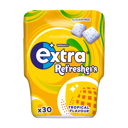 Extra Refreshers Tropical Sugarfree Gum, 30-piece 67g bottle