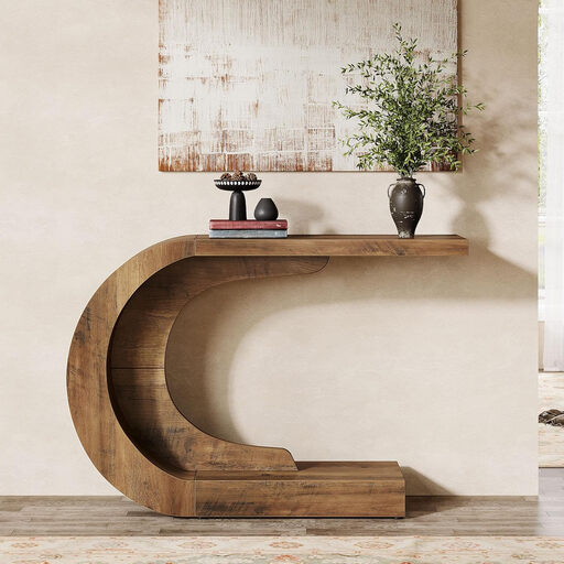 Tribesigns Konsolentisch im Vintage-Stil mit C-Form