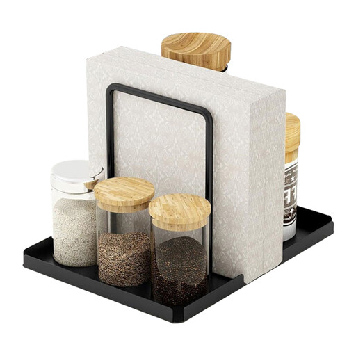 Vilscijon Minimalist Tissue Holder, Dining Room & Household Storage Organizer, Tissue Storage Rack Black