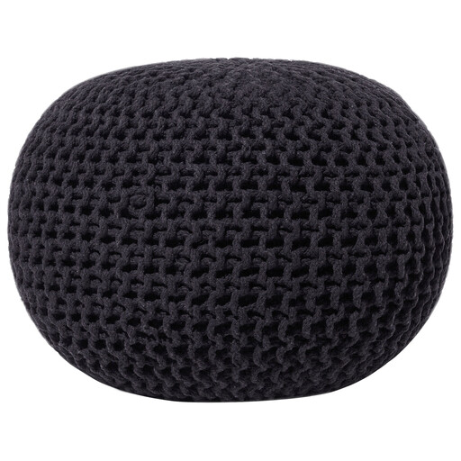 Beliani Strickpouf Conrad aus Baumwolle, Schwarz