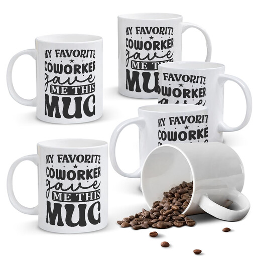A white mug with the text "MY FAVORITE COWORKER gave ME THIS MUG"