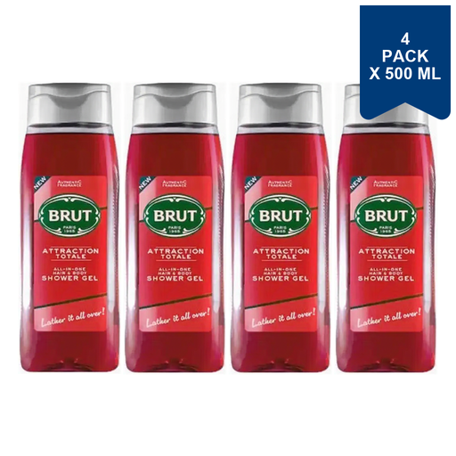 Brut Shower Gel Attraction Totale 500 ml 4-Pack