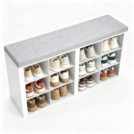 HaluPeit Shoe Bench with Seat and 12 Compartments