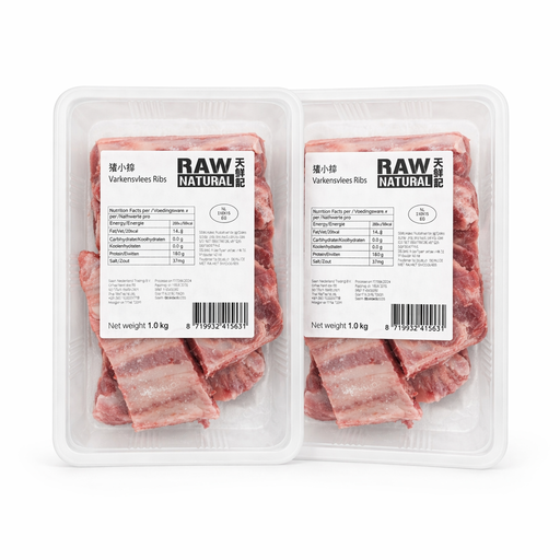Rauwe Natuurlijke Varkensribben – 2 x 1 kg