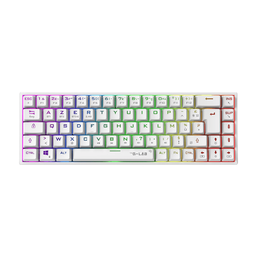 THE G-LAB Keyz Titanium Mechanical Gaming Keyboard Red Switch Triple Mode RGB 65% - AZERTY - White