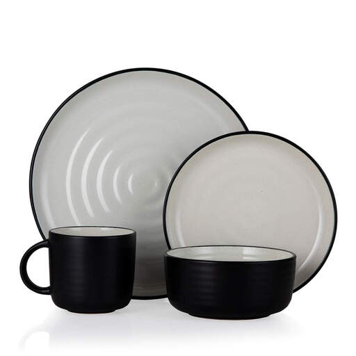 Barbary & Oak by Tower Cascade Dinnerware Set in Black and Cream