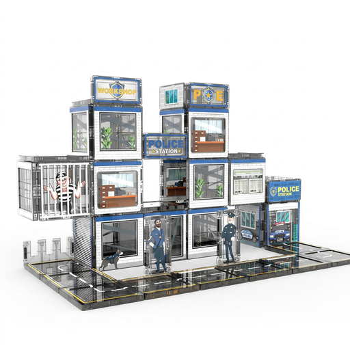 XINQIYUAN Qiyuan 7.5cm Police Station Building Blocks Set 67pcs