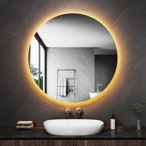 SONNI Round LED Bathroom Mirror with Backlighting