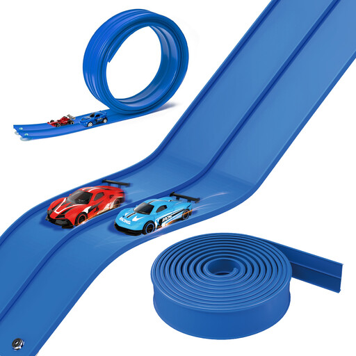 Flexibles Track Set mit zwei Autos auf der Verpackung