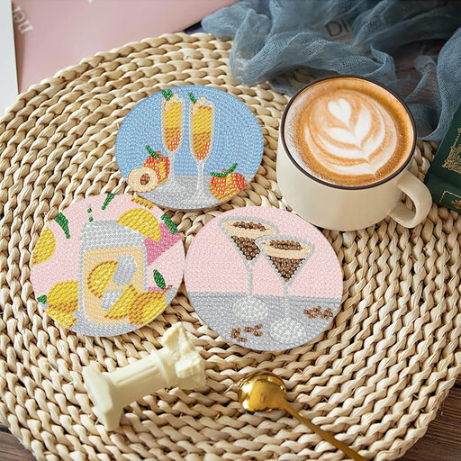 JU7CER 6-Piece 5D Diamond Painting Coaster Set