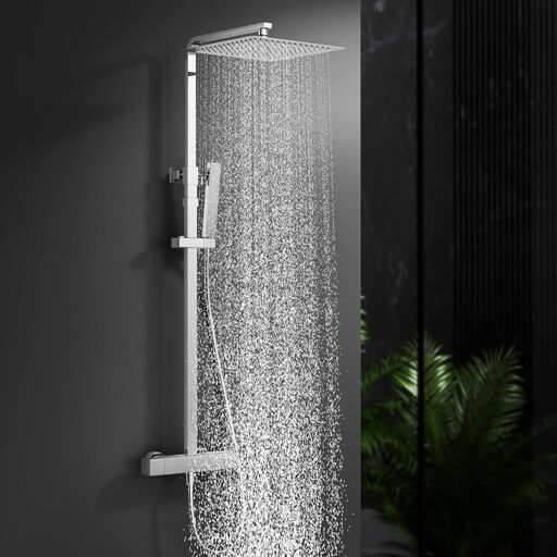 HOMELODY Stainless Steel Thermostatic Shower System, 30x30 cm Rain Shower