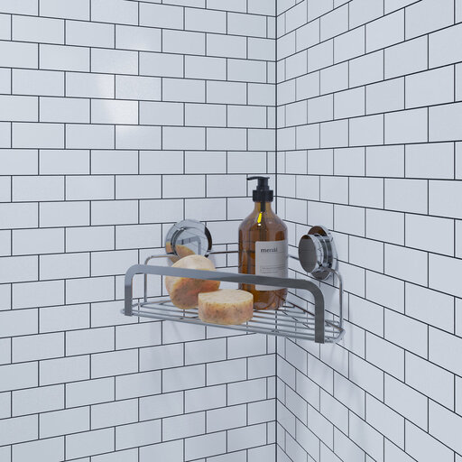 Croydex Stick 'n' Lock Corner Shower Caddy