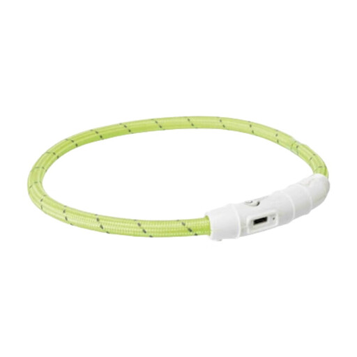 TRIXIE Flash Light-Up Collar USB Adjustable Green 45cm