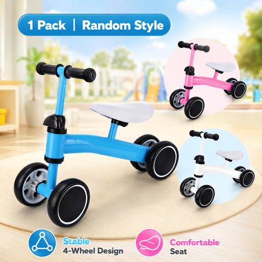 Kids 4-Wheel Balance Bike, Random Style