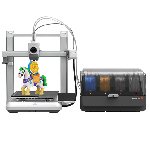 ANYCUBIC Kobra 4 Combo 3D Printer, Multi-Color Printing, LeviQ 3.0 Auto-Leveling, 49-Point Leveling, ＜0.02mm Precision, Print-While-Drying, 65°C Active Drying