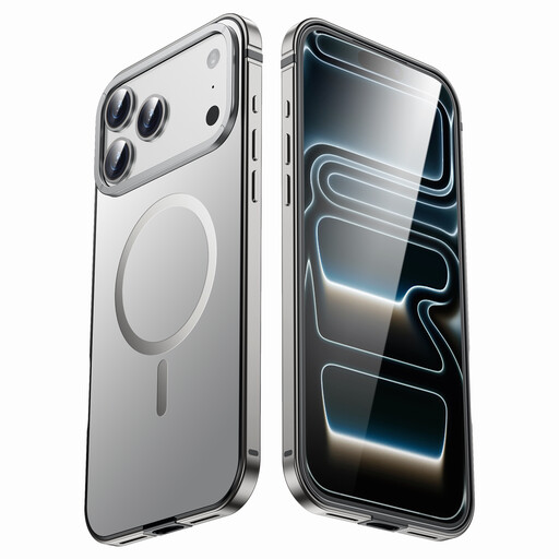 Coque IM-CHEN pour iPhone 17 Pro Max, Cadre en alliage, Couleur originale, Version magnétique MagSafe, Argent