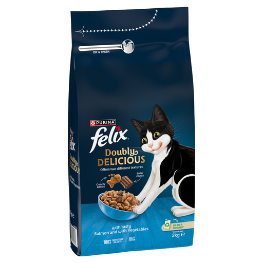 Felix Doubly Delicious Salmon & Veg Dry Cat Food 2kg
