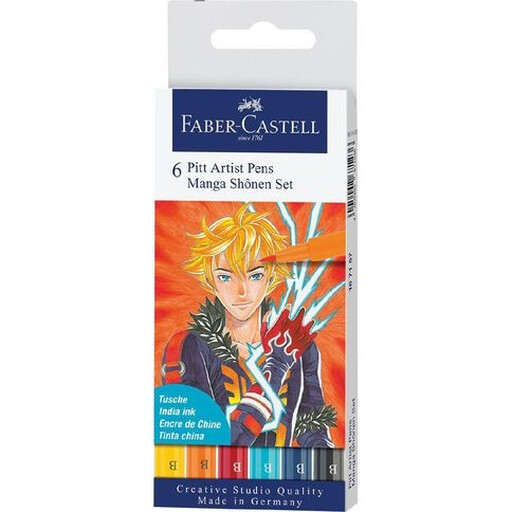 Faber-Castell India Ink Pitt Art Pen Manga Sh?nen 6x