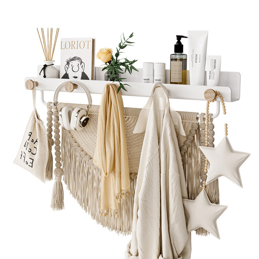 KAPANOU Floating Shelf with Hooks & Towel Rack