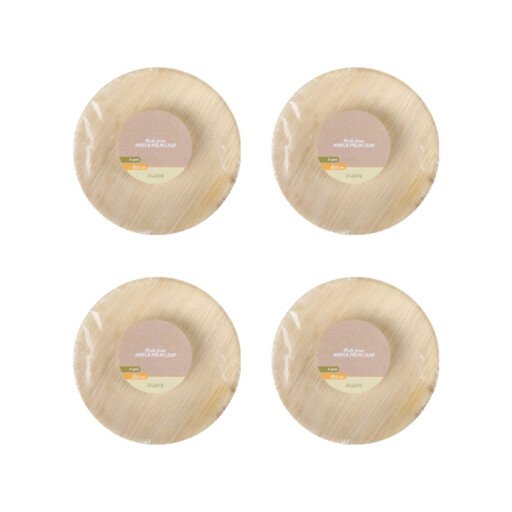 Set of 4 Plates Made from Dried Palm Leaves