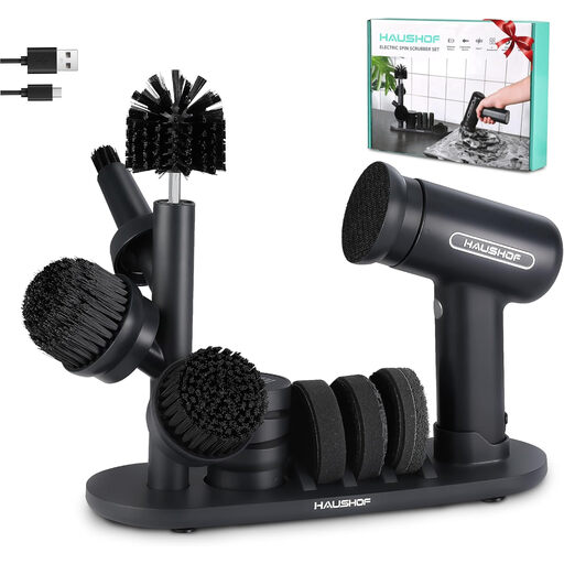 HAUSHOF Electric Cleaning Brush / Battery Cleaning Brush with Stand