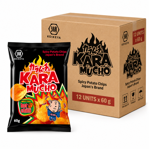 KOIKEYA Karamucho Chilli crisps, multipack of 12 × 60 g bags