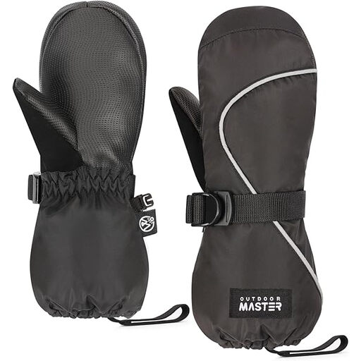 OutdoorMaster Kids Ski Mittens in black