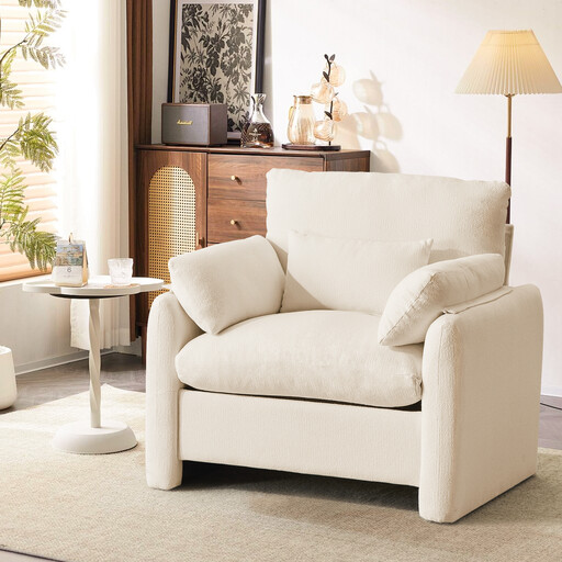 Ckaff Extra-Large Wingback Chair in Beige