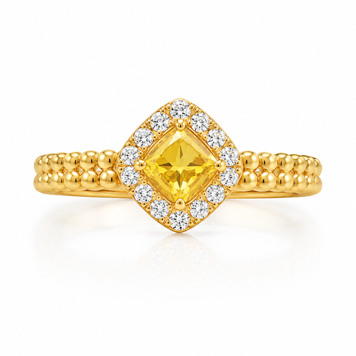 Verbex Gold Cubic Zirconia Sugar Cube Ring, Open Adjustable Ring for All Seasons