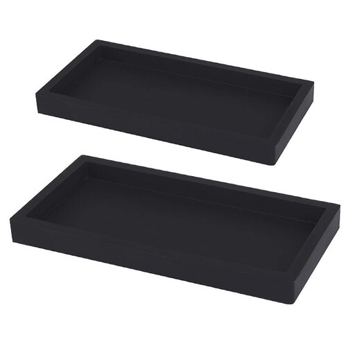 JORDAN&JUDY 2-Pack Black Silicone Bathroom Tray Set