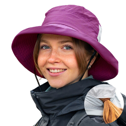 TOP-EX Women’s Wide Brim Bucket Sun Hat with Ponytail Hole