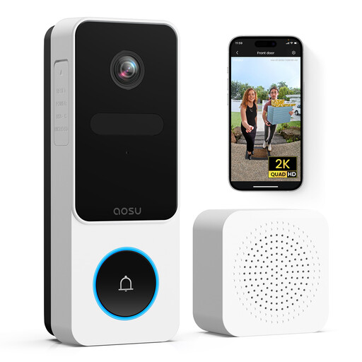 aosu 2K wireless video doorbell with 170-degree view