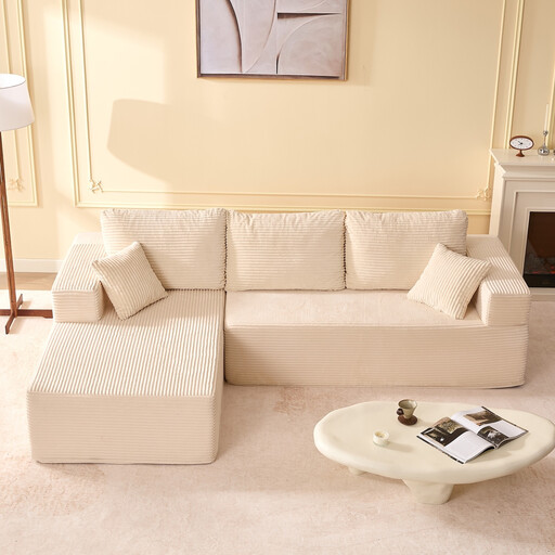 Joyic 272 cm L-Shaped Modular Sectional Sofa White