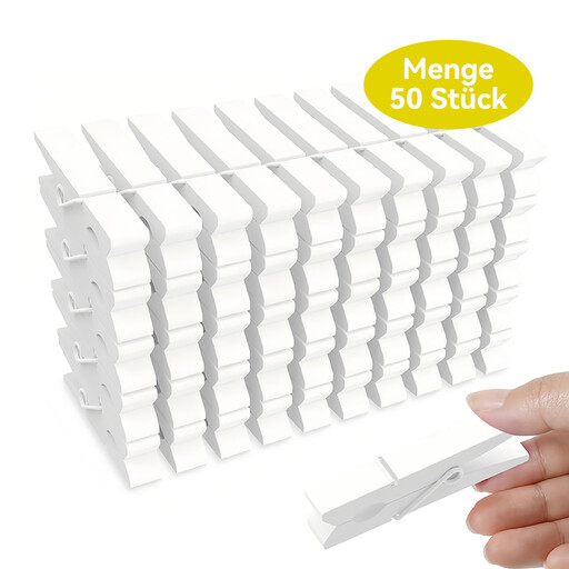 JORDAN&JUDY Wooden Clothespins / Photo Clips, 50-Pack, Drying Clips, Windproof, White