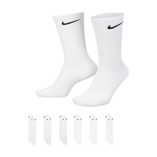 6 pk Nike Everyday Cushion Crew Training Socks white size M