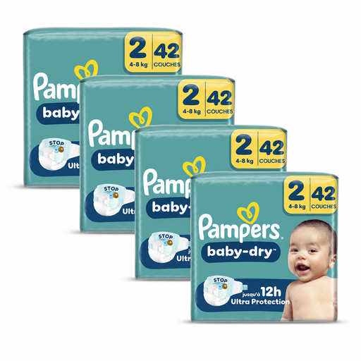 Pampers Baby-Dry taille 2, 168 couches